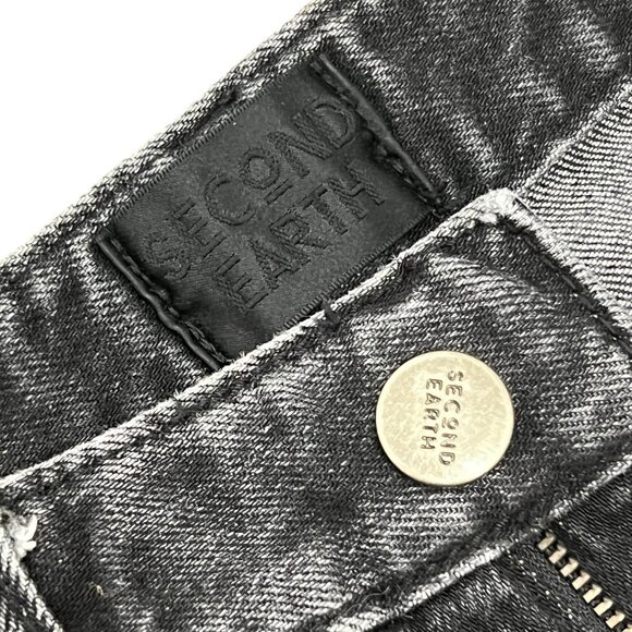 Women’s Second Earth jeans denim black frayed at the hems 2010s - Picture 2 of 8